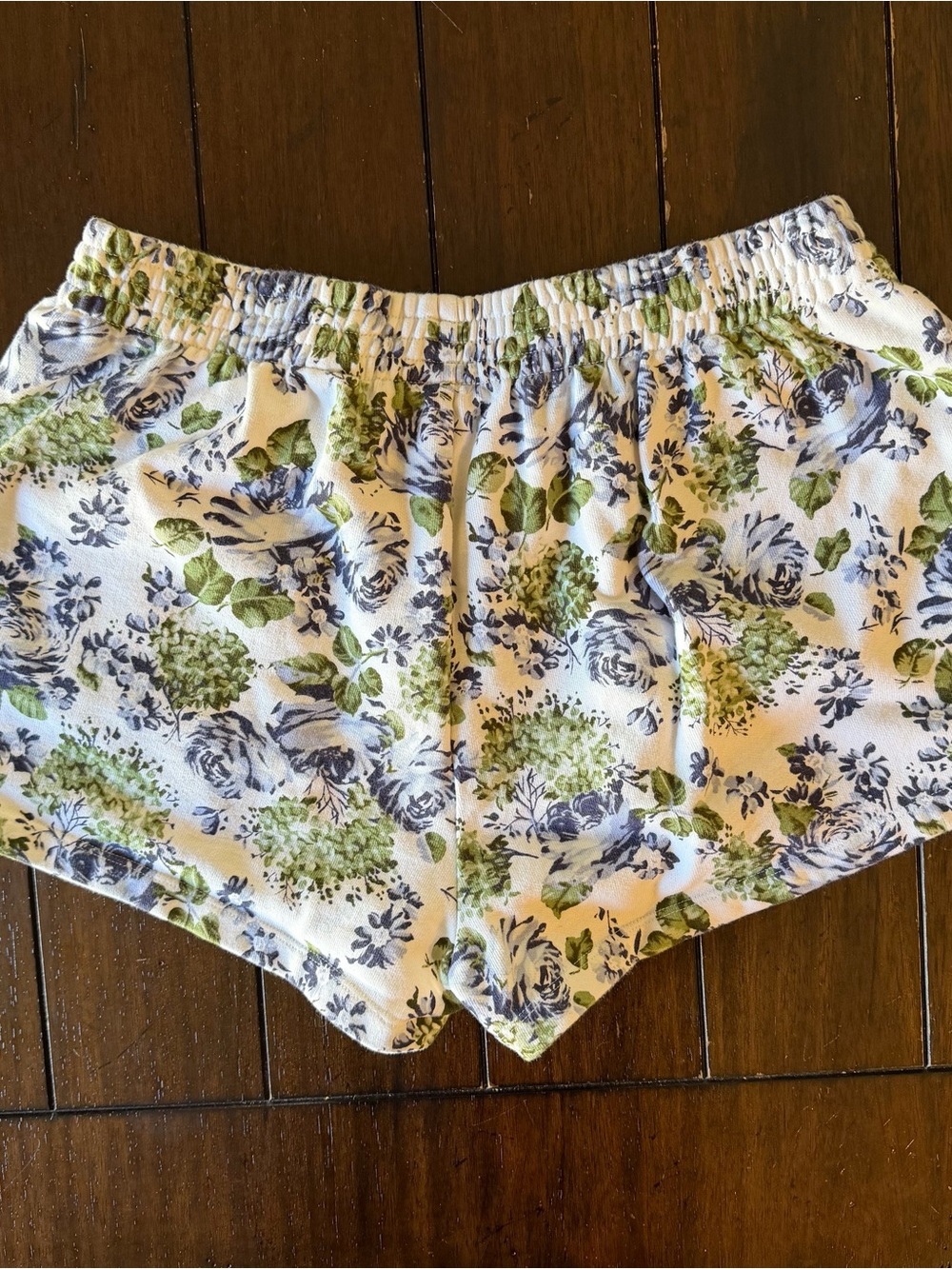 Levi’s Floral High Rise Sweat Shorts Blue Green Roses Pull On Size M - Picture 4 of 7